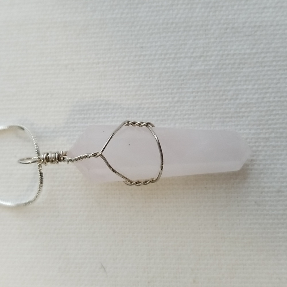 Rose Quartz Pendant on Silver Chain